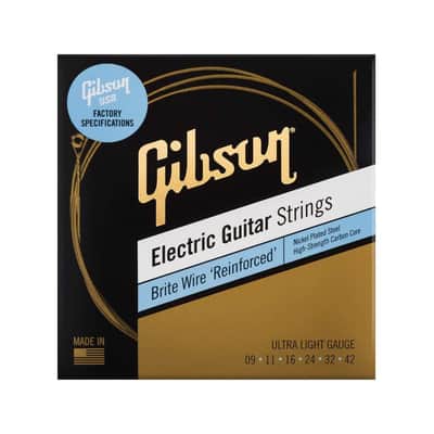 Gibson Brite Wire 'Reinforced' Electric Guitar Strings Ultra-Light Gauge 9-42 image 2