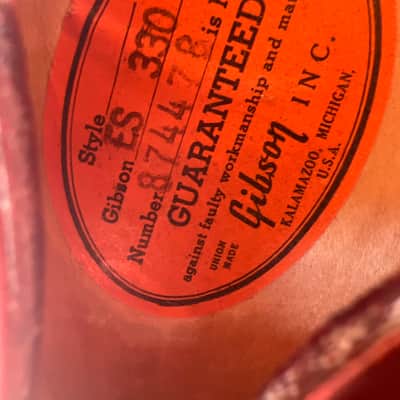 1967 Gibson ES-330TD Sparkling Burgundy Metallic image 6