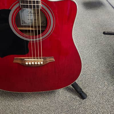 Used Ventura V3RED Acoustic-Electric Guitar - Red w/ Soft Case image 3