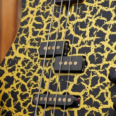 Schecter USA CUSTOM SHOP Model-T Black/Gold Satin Crackle 4-String Electric Bass Guitar w/ Black Tolex Case (2025) image 11