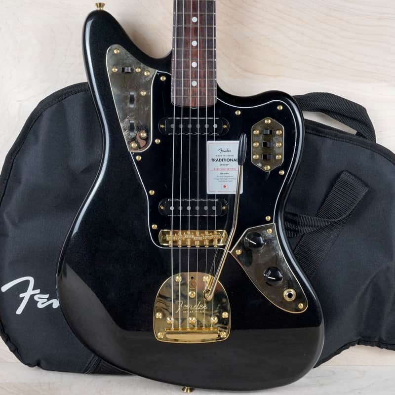 Fender 2025 Collection Traditional '60s Jaguar MIJ 2026 Black Pearl Sparkle with Matching Headstock w/ Gig Bag