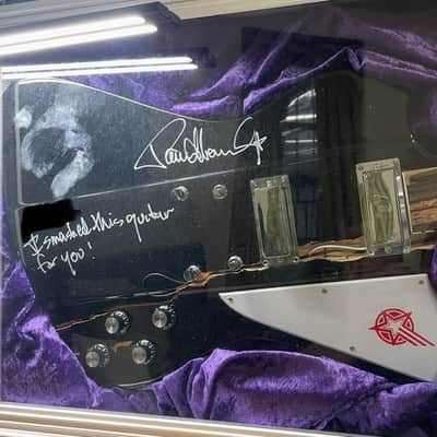 KISS Paul Stanley Makeup Imprint Stage Used/Smashed Guitar 2014 Signed image 8