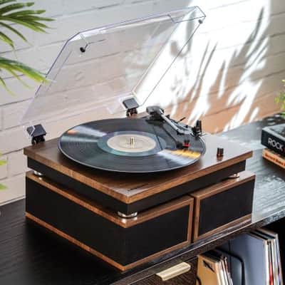 Crosley CR7502A-WA Riff 3-Speed Record Player With Speakers - Walnut-NEW image 8