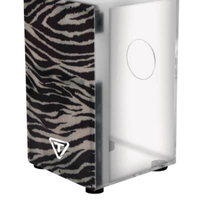 Tycoon 29 Series Clear Acrylic Cajon w/ Premium Fiberglass Front Plate - Zebra Design TKX-29FGZ image 1