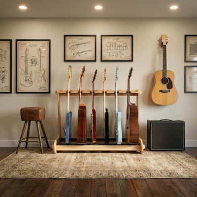6 Guitar Stand for Acoustics & Electrics - The VersaRack™ | Nitro Safe Hardwood Rack | Made in U.S.A. image 2