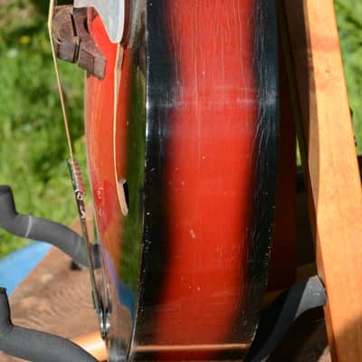c. 1965 Vintage Eko Modello 100 Guitar, in Red Burst finish, w/a Pro Refurb setup and comes with a New Gator Black Hardshell Case image 8