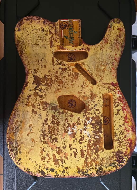 Telecaster Massa Guitar body – Gold Leaf-Abstract Impression image 1