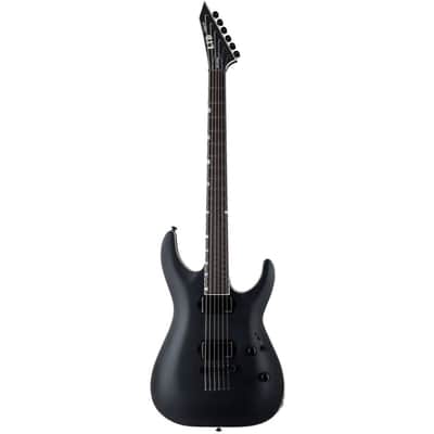 ESP LTD MH-1000B Baritone Electric Guitar, Black Satin image 1