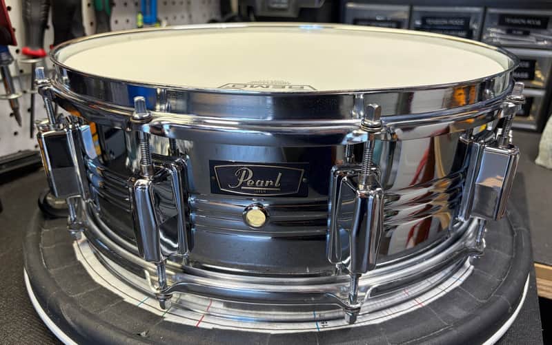 Vintage Pearl 70s Jupiter 5x14 Chrome over Brass Snare Drum image 1