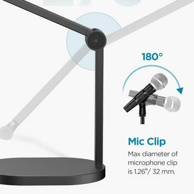 Studio Mic Stand, Max Load 2.64 Lb Microphone Arm Desk Mount Desktop Microphone Stand For Fifine Am8 K669B Quadcast Solocast At2020, Webcams Cameras, Black image 4