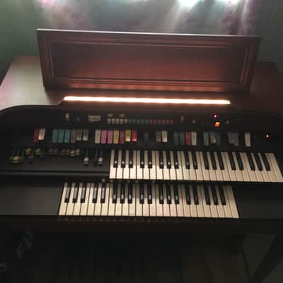 Hammond Aurora model 8212 spinet organ c. '75/76 in walnut finish w/bench, music; mostly functional! image 4
