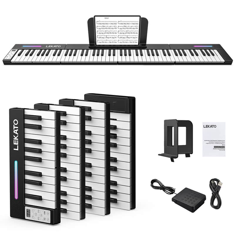 LEKATO 88 Key Quadruple-purpose Piano Keyboard Magnetic Keyboard with Pedal image 1