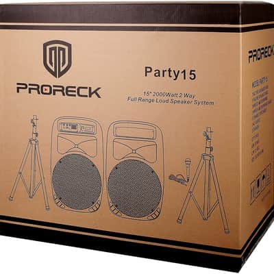 PRORECK PARTY 15 Portable 15-Inch 2000 Watt 2-Way Powered PA Speaker System Combo Set with Bluetooth/USB/SD Card Reader/FM Radio/Remote Control/LED Light image 7