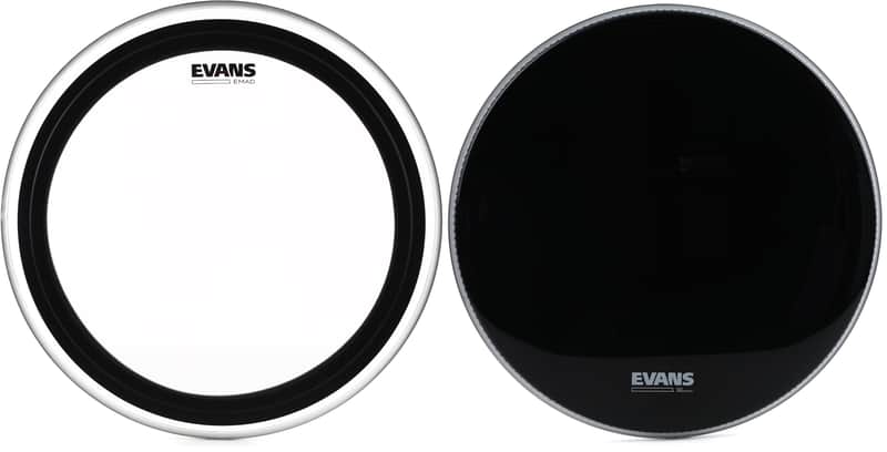 Evans EMAD Clear Bass Drum Batter Head - 20 inch  Bundle with Evans EQ3 Black Resonant Bass Drumhead - 20 inch - No Port image 1