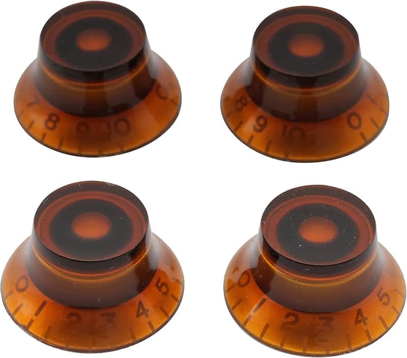 LP Guitar Top Hat Bell Knobs Tone Volume Control Knobs for Epiphone Les Paul SG Style Import Electric Guitar, Amber (Set of 4) image 1