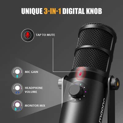 Dynamic Microphone, Usb/Xlr Podcast Pc Microphone With Software, Eq,Tap-To-Mute, Headphone Jack, Gain Knob & Volume Control, Studio Mic For Broadcast, Recording, Streaming & Gaming (Pd400X) image 4