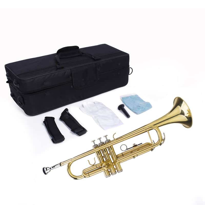 🎅🎄 For Pros and Beginners! Gold (Brass) Unmarked Trumpet with Case/Bag/Pack +Strap +Cloth! image 1