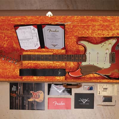 Fender 2021 Custom Shop Masterbuilt Dale Wilson '61 Stratocaster Heavy Relic in Melon Candy To Candy Apple Red Over 3-Tone Sunburst image 13