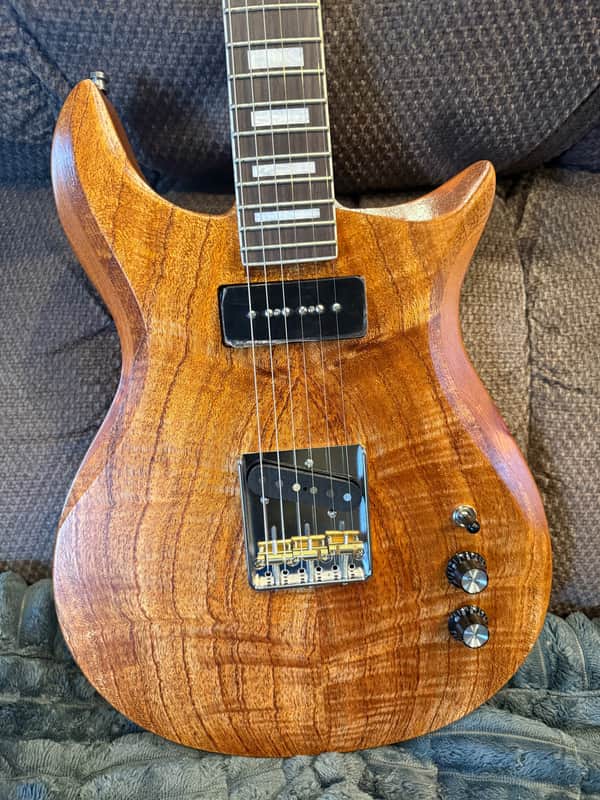 Custom Double cut P \ Tele style. Koa 10 top Mahogany body roasted maple neck image 1