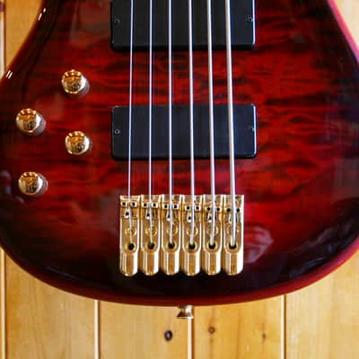 AIO Wolf KTB-6 6 String *Left-Handed *Fretless Bass - Red Burst image 8