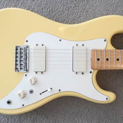 Vintage 1980 Lotus Hondo 2 PU Strat Shape Hardtail Faded Yellow 8.5+ Condition Fender Bullet Clone image 2