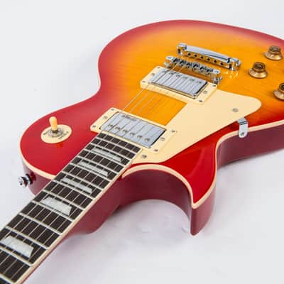 Vintage V100 Reissued Electric Guitar Left Hand - Cherry Sunburst (LV100CS) image 8