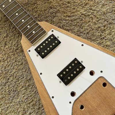DIY Project Guitar Flying V Style Kit, Mahogany Body, Maple Neck, Rosewood Fingerboard image 12
