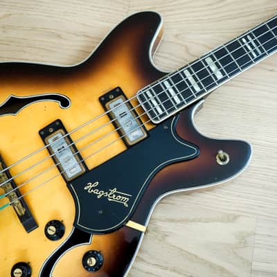 1968 Hagstrom Concord C-2 Deluxe Vintage Hollowbody Bass Guitar Ebony Board & Gold Hardware, Viking image 7