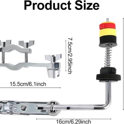 Hi-hat Cymbal Clamp Cymbal Stand Arm for Drum Set L-Shaped Cymbal Clamp,Adjustable Cymbal Arm for 15-28mm Cymbal Stands,Hi Hat Cymbal Stand Extension Arm for Drummer Beginner image 2