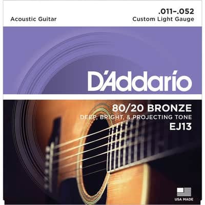 D'Addario EJ13 Custom Light 80/20 Bronze Acoustic Guitar Strings (6-String Set, 11 - 52) image 2