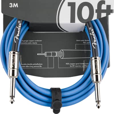Fender Contour 10' Foot Straight Instrument Cable, Lake Placid Blue #0990571102 image 1