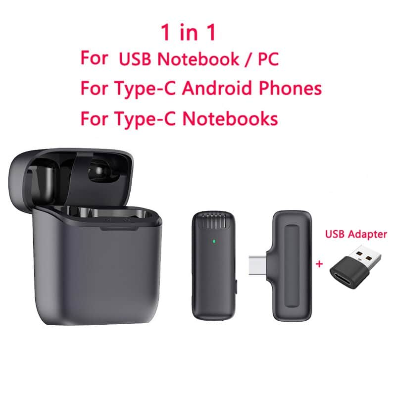 Wireless Lavalier Microphone Charging Case Mic Portable Audio Video Recording for iPhone Android Camera Notebook Live Gaming Mic image 1