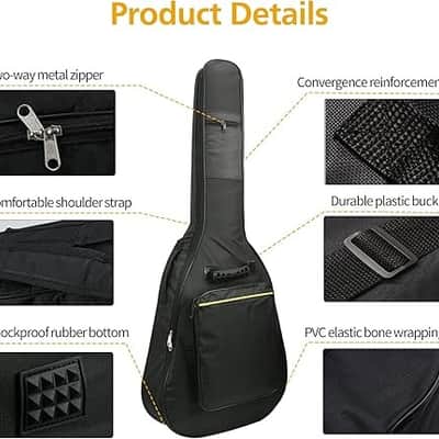 Guitar Bags - 1/2/3 Pack Gig Bags, 38-41 Inch Electric & Acoustic Guitar Case, Waterproof Oxford, Two Pockets image 2