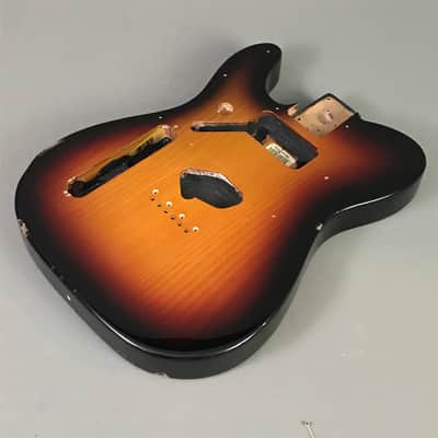 LEFTY Fender Telecaster Left Tele Sunburst Solid Alder Guitar Body Aged Relic 4.9 lb image 14