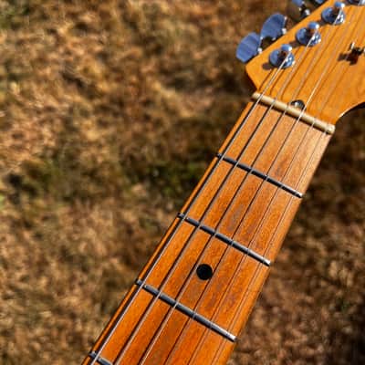 RARE 1987 Fender Japan ST-33M … MEDIUM SCALE LENGTH Stratocaster ... mythical “E-Serial” Era … 24.75" inch Stratocaster = GIBSON feel & Snap)+ Gotoh Magnum Locking Tuners + Fender GIGBAG image 8