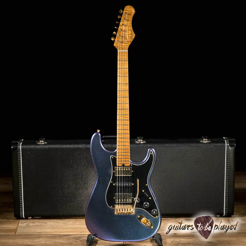 Shabat Lynx HSH Alder S-Style w/ Flame Roasted Maple – Cosmic Blue Colorshift image 1