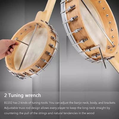 5-String Full Size Open Back Banjo with Adjustable Maple Body and Remo Head Bild 5