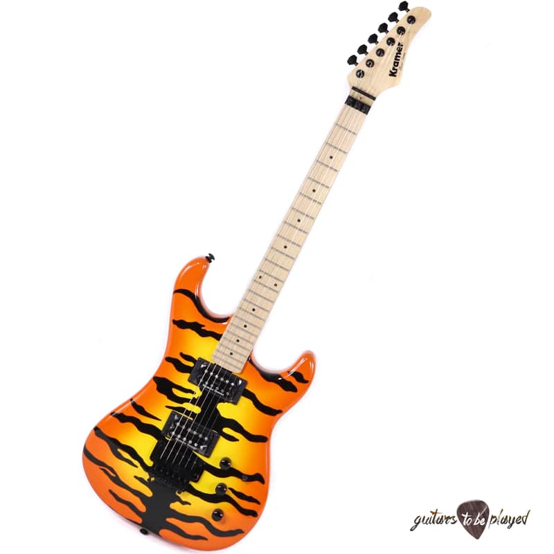 Kramer Pacer Vintage Reissue Floyd Rose Guitar - Orange Burst w/ Tiger Stripe image 1
