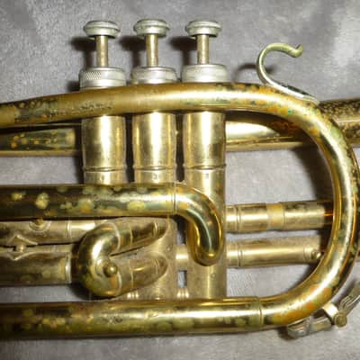 Vintage Silvertone Cornet 1968 - 1969 made in Elkhart Indiana Vincent Bach Corp 7-c Mouthpiece FOR PARTS OR REPAIR image 9
