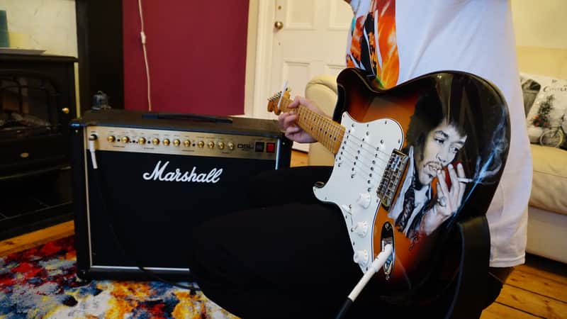 Fender stratocaster custom 69 pickups & Jimi Hendrix painting 2019 Sunburst image 1