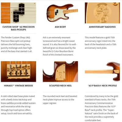 Fender 75th Anniversary Commemorative Precision Bass 2021 - 2-Color Bourbon Burst image 14