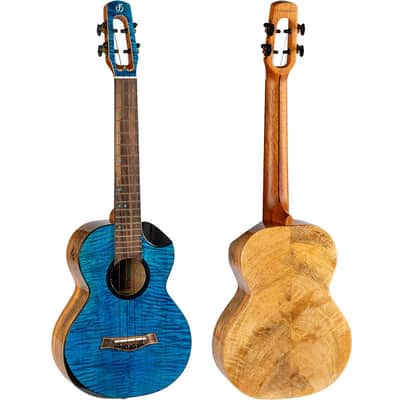 Flight Comet EQ-A Blue Tenor Ukulele New - solid stained flamed maple top image 3