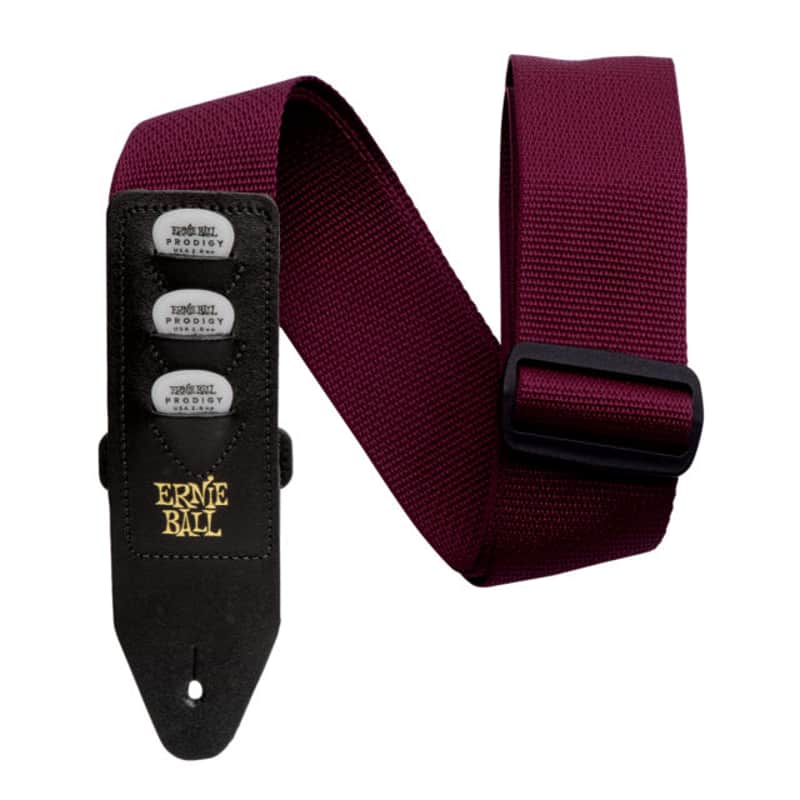 Burgundy Pickolder Polypro Strap Extended Leather Ends w/Three Built-In Pickholding Sheaths* image 1