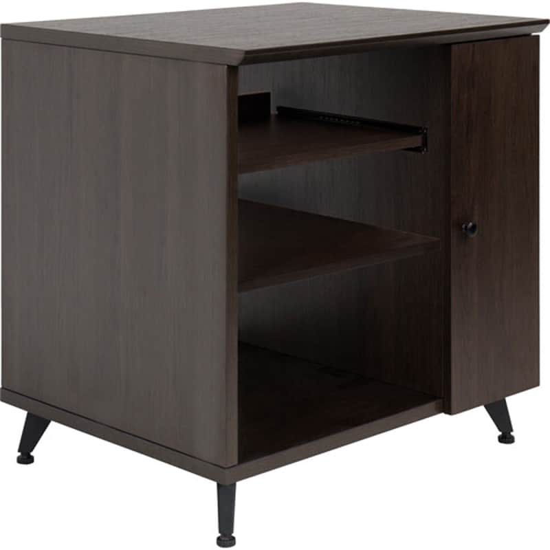 Gator Elite Furniture Series Rolling Rack Sidecar Cabinet in Dark Walnut Brown Finish with Configurable Rack Space & Shelving GELITESIDECAR-BRN image 1