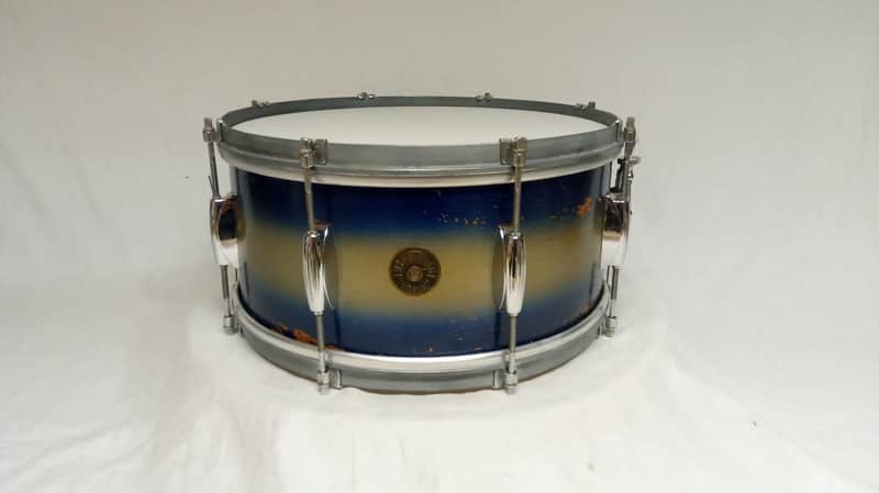 1950s Gretsch X4102 ‘Renown’ 14″ x 6.5″ Snare Drum in Blue/Silver Duco - 3 ply image 1