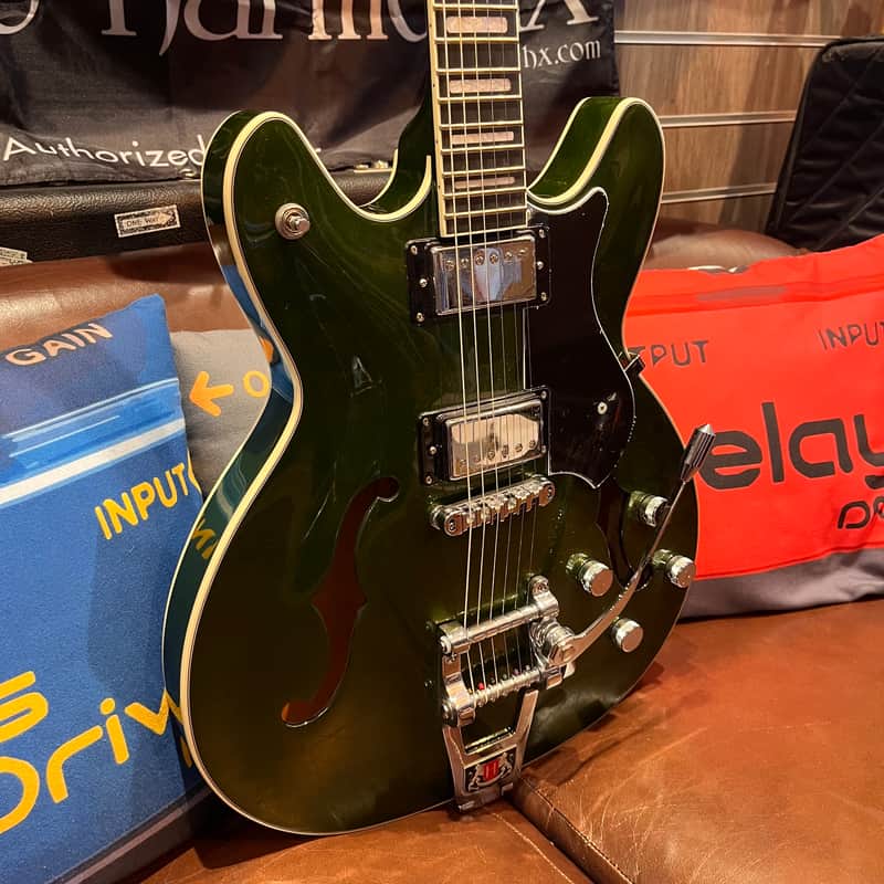 Hagstrom TREVIDLX-BLK Tremar Viking Deluxe Semi-Hollow with Tremolo - Limited Edition Emerald Green image 1