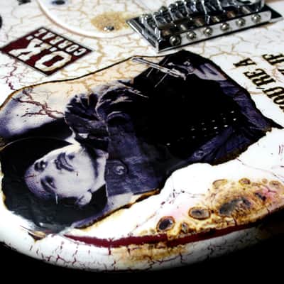 Custom Crackle Painted and Upgraded Fender Squier Strat With Graphics and Matching Headstock image 18