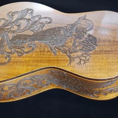 Acoustic Parlor Guitar Handmade by Blueberry Guitars Owl Motif image 4