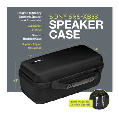 Knox Gear Portable Hardshell Travel Storage Case for SRS-XB33 Sony Bluetooth Speaker - Sony Extra Bass Sony Speakers Bluetooth Wireless Case - Water, Dust, Splash, Impact, and Shock Resistant image 9