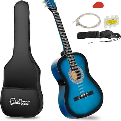 6 String 38" Acoustic Guitar w/Gig Bag Strap Pitch Pipe Extra Strings Set Pick for Kids Beginners Starter Youths Students Right-handed(Blue) image 1